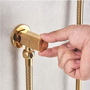 BINCAVIDOU Gold Solid Brass Hand Held Bidet Sprayer Toilet Kit Single Handle Bidet Faucet Wall Mounted Bidet Faucet for Bathroom Shower