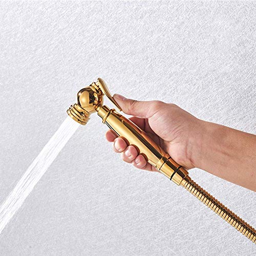 BINCAVIDOU Gold Solid Brass Hand Held Bidet Sprayer Toilet Kit Single Handle Bidet Faucet Wall Mounted Bidet Faucet for Bathroom Shower