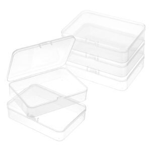 tucnoeu 5 pcs small plastic box 4x3x1 inches small storage containers with lids mini clear rectangle box organizer for collecting small items,beads,game pieces,business cards,crafts accessories