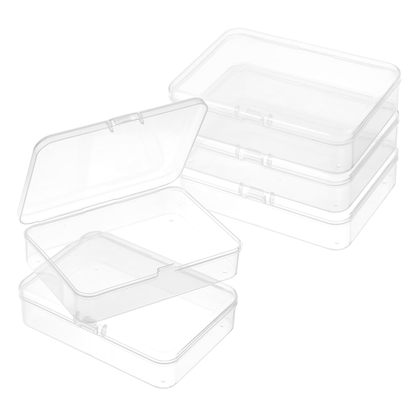 Tucnoeu 5 Pcs Small Plastic Box 4x3x1 Inches Small Storage Containers with Lids Mini Clear Rectangle Box Organizer for Collecting Small Items,Beads,Game Pieces,Business Cards,Crafts Accessories