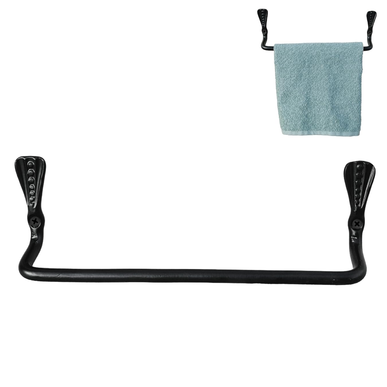 Hand Forged Farmhouse Hand Towel Bar Iron Handmade Wall Mounted Kitchen Towel Rack Blacksmith Twisted Towel Holder Home and Classic Look Heavy Duty Modern Towel Holder Matt Black by Living Ideas