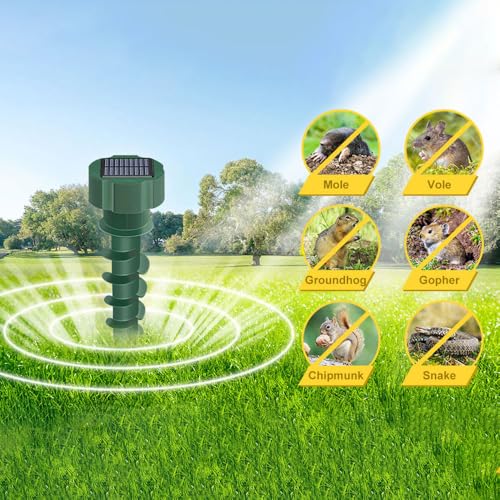 Ultrasonic Mole Repellent Outdoor 2024. Mole Repellent for Lawns, Garden, Yard. Mole and Vole Repellent Solar Powered, Waterproof, Gopher Repellent.