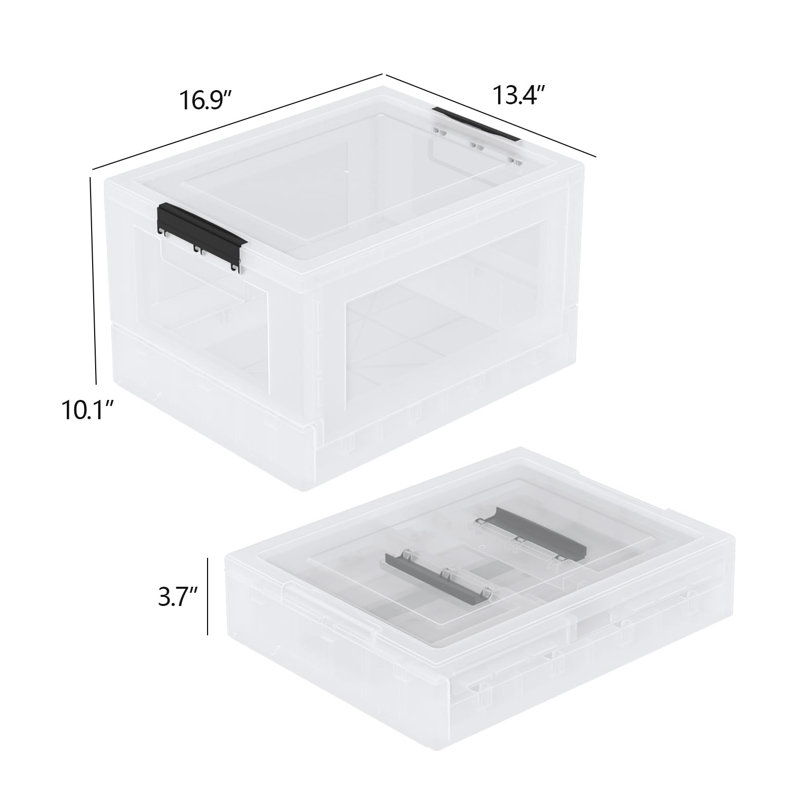 Bblina 4 Pack 30 Quart Clear Plastic Foldable Boxes, Collapsible Storage Bins with Lids