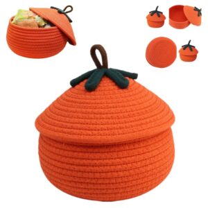 halloween pumpkin basket with lid，pumpkin basket，2024 new halloween pumpkin treat buckets gift basket，candy basket decorative cute basket(l）