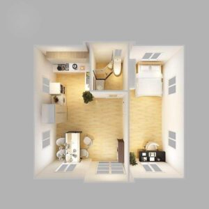 House for 40FT Tiny House,Portable Prefab House with Bedrooms,1 Full Equiped Bathroom and Kitchen, Prefabricated Container House