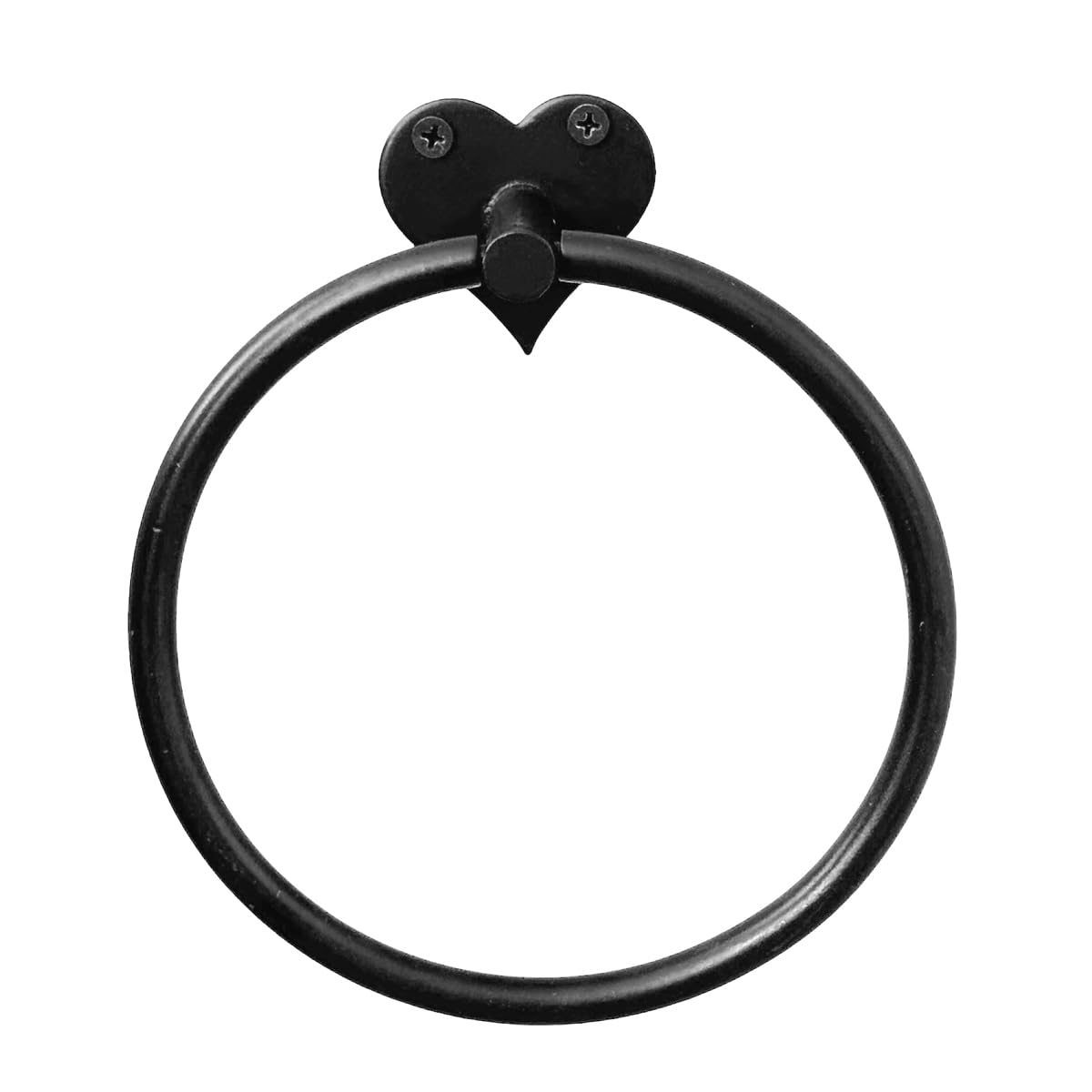 Hand Forged Heart Shape Towel Ring Holder Wrought Iron Handmade Wall Mounted Hand Towel Holder Modern Farmhouse Kitchen Towel Ring Heavy Duty Bathroom Towel Ring Matt Black by Living Ideas