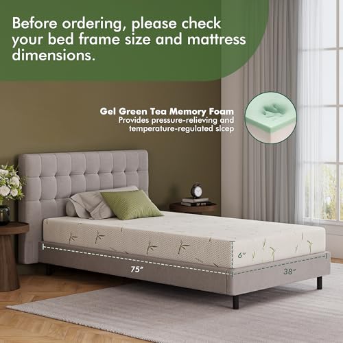 Emerspring 6 Inch Gel Memory Foam Mattress Medium-Firm Mattress, Premium Pressure, Mattress in a Box, CertiPUR-US Certified, Twin