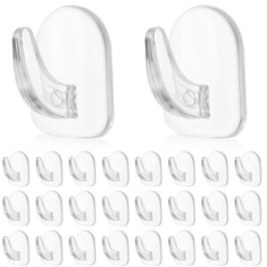 30pcs clear adhesive hooks wall hooks christmas window hanger ring hanger, transparent reusable small acrylic sticky hangers with non marking sticker for home kitchen bathroom bedroom office use