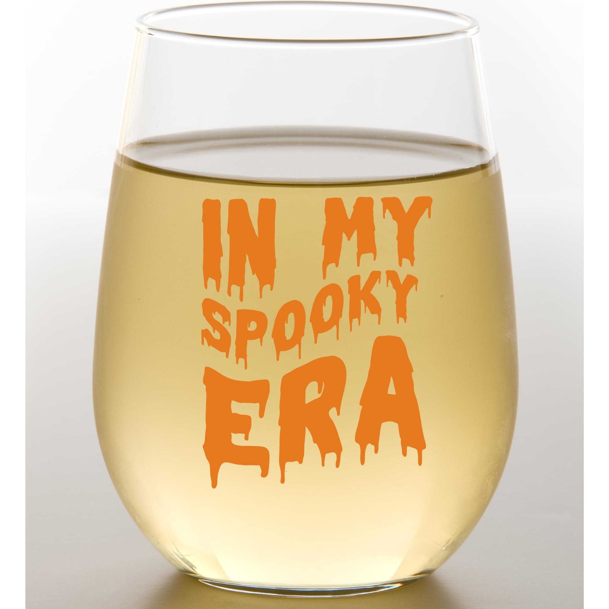 In My Spooky Era Wine Glass | Halloween Party Gifts for Women - Stemless Wine Drinking Glasses for Spooky Birthday Party Decorations and Celebrations - Embrace Your Halloween Spirit (Orange)