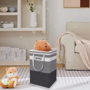 BHMZ 2 Pack Large Laundry Hamper - Freestanding Laundry Baskets - Collapsible & Waterproof Clothes Hamper - Long Reinforced Handles - Easy to Carry - For Bedroom, Bathroom & College Dorm - Grey 75L