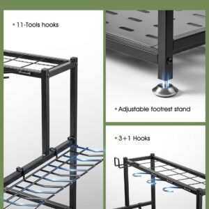 SereneHome Garden Tool Organizer – Heavy-Duty Carbon Steel Storage Rack for Garage, Shed & Yard – Rust-Resistant, Holds 100+ lbs of Garden & Lawn Tools – Black