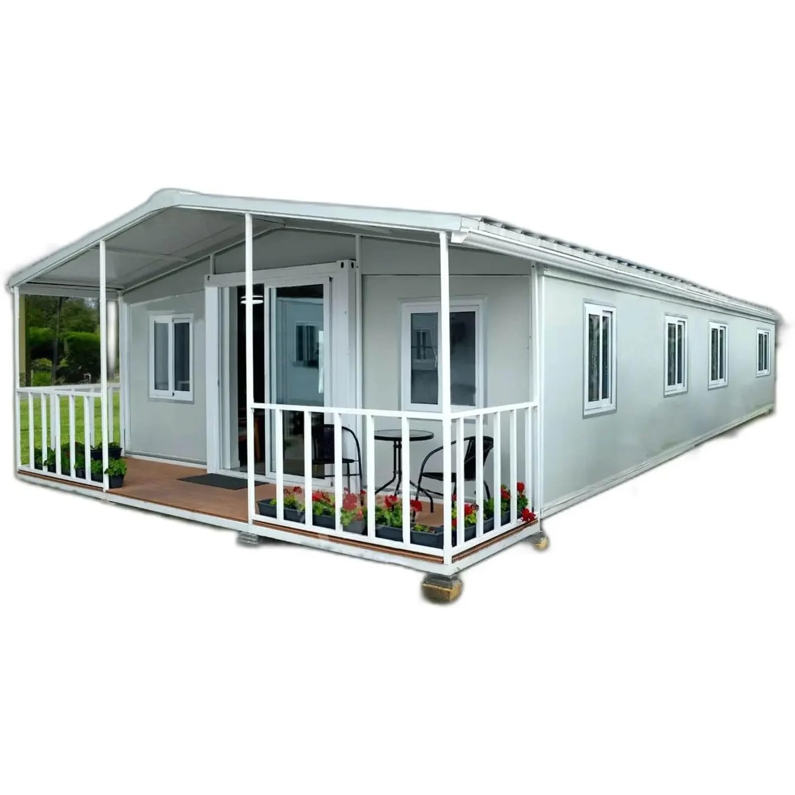 Tiny House for Adults Living, Expandable Container House, Prefabricated Mobile House, 2 bedrooms 1 Bathroom and Kitchen Portable