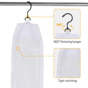 5 Pockets Mesh Storage Shower Caddy Hanging Mesh Shower Pockets with Rotating Hanger 57 x 6 in Space Saving Bathroom Organizer Hanging Storage Bag for Travel RV Camper Cruise Ship Essentials (White)