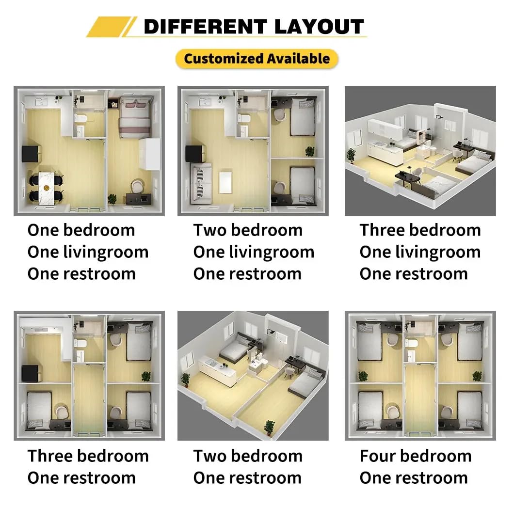 40x20ft Expandable Portable Tiny Home with Complete Living Facilities | Fully Functional Prefab House for Temporary Living, Rentals, or Vacation Use