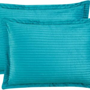 Hearth & Harbor Premium Flannel Duvet Cover Set - 3 PC Reversible King Comforter Cover Set with Microfiber Back - 1 Velvet Duvet Cover King & 2 Pillow Shams 104 x 90 inches - Teal