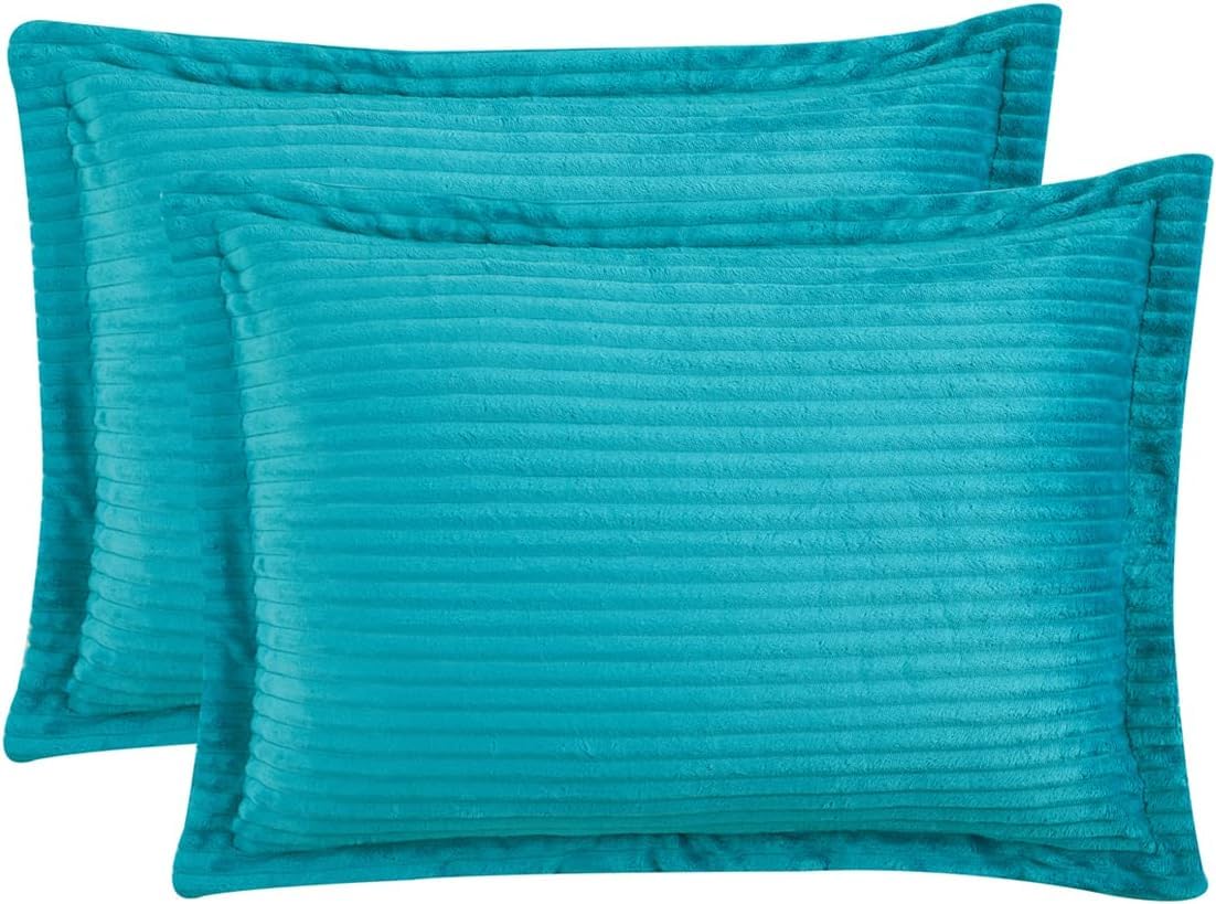 Hearth & Harbor Premium Flannel Duvet Cover Set - 3 PC Reversible King Comforter Cover Set with Microfiber Back - 1 Velvet Duvet Cover King & 2 Pillow Shams 104 x 90 inches - Teal