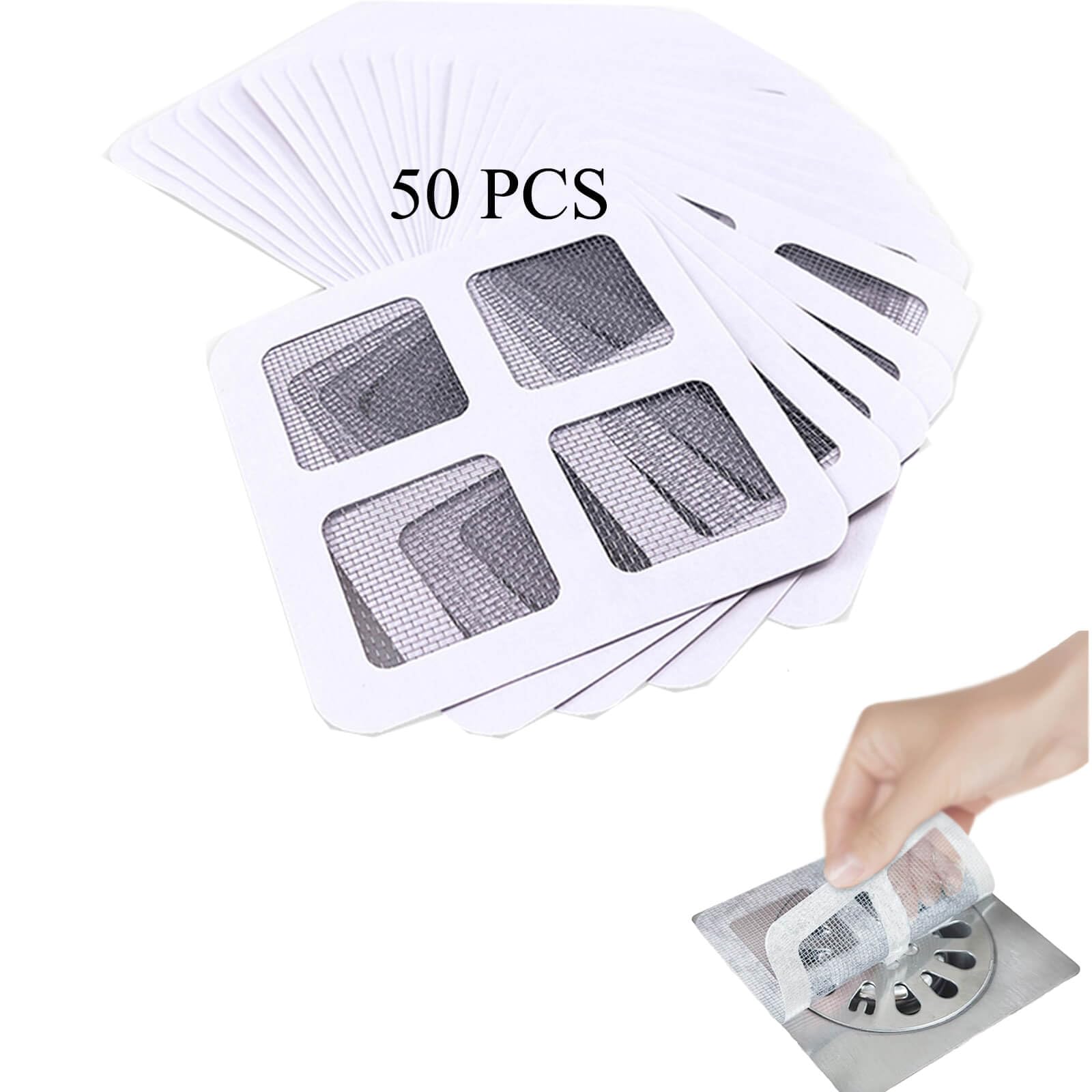 50PCS Disposable Drain Covers for Shower, 3.9" X 3.9" Shower Floor Drain Cover Square，Suitable for bathrooms, Laundry Rooms, bathtubs, Kitchens, Sinks