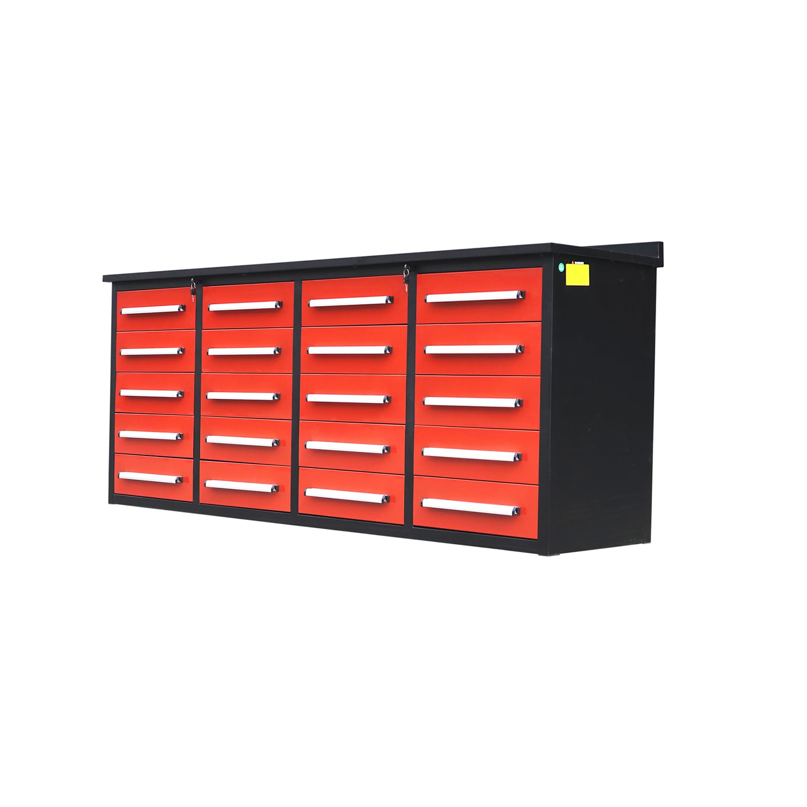 TTBKA Product Dimensions：87"x23"x39", 7' Garage Storage Cabinets with Workbench 20 Drawers High Capacity, All Welded Steel, 3 Rail Sliding, Heavy-Duty Double Slides on Large Drawers