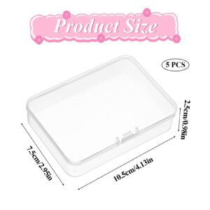 Tucnoeu 5 Pcs Small Plastic Box 4x3x1 Inches Small Storage Containers with Lids Mini Clear Rectangle Box Organizer for Collecting Small Items,Beads,Game Pieces,Business Cards,Crafts Accessories