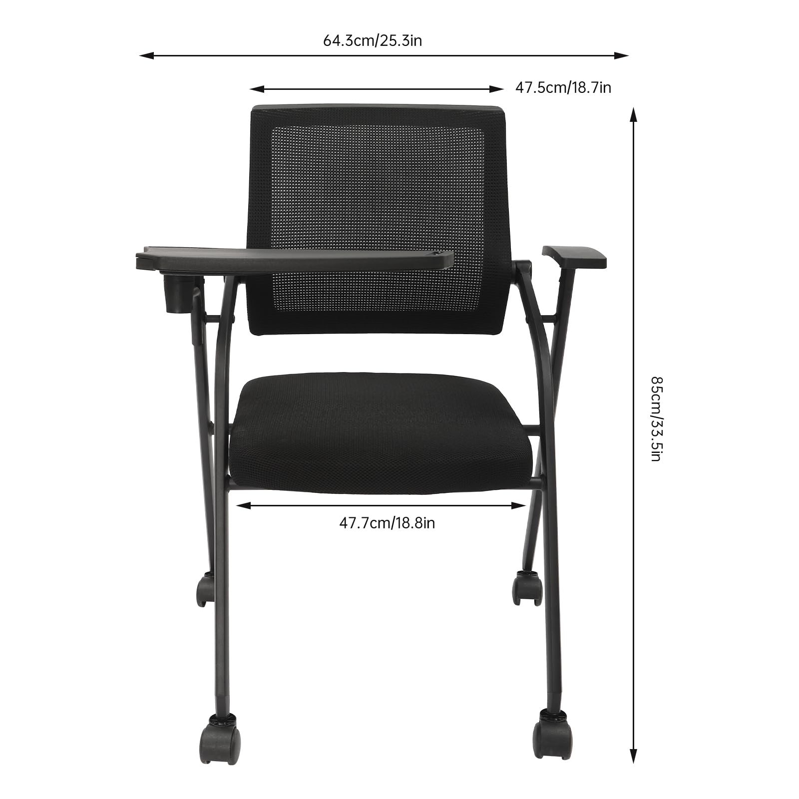 XIANXUS Conference Room Chairs Foldable Desk Chair,Stacking Tablet Arm Chair with Caster Wheels for Office School Classroom Training (with Desktop 4 Pack)