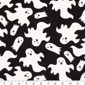 Halloween Glow in The Dark Ghost Super Snuggle Flannel Precut Fabric by The Yard - One Yard