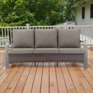 Belord Outdoor Patio Couch - 1000 LBS Weight Capacity Wicker Couch Outdoor Furniture with Deep Seat Hight Backrest 3 Seater Wicker Sofa for Deck Proch Balcony Backyard