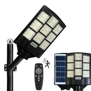 irecadata 1000w watts commercial led solar street light dusk to dawn solar power lights with motion sensor and remote control for parking lot road lamp