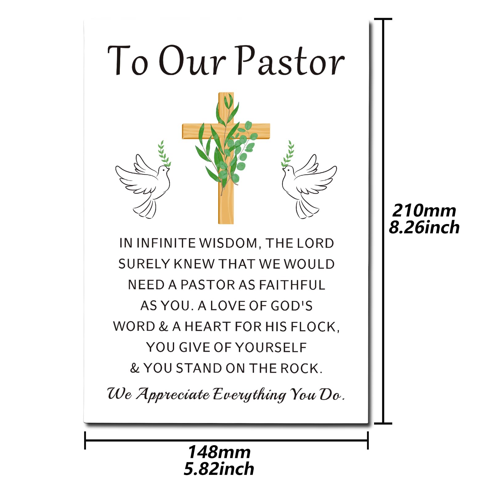 TI-EDC Thanksgiving Card for Pastor, Pastor Appreciation Card Gifts Pastor Gifts for Men MinisterReligious Scripture Gifts Baptism Christian Faith Gift Pastoral Gift from Church Thank You Card