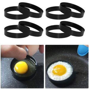 8 Pack Eggs Rings, Stainless Steel Egg Cooking Rings, Non-Stick Egg Patty Maker, Pancake For Frying Eggs And Omelet Pancakes, Burgers