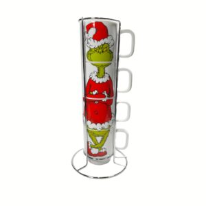 zrike christmas stacking mug set | cute ceramic christmas kitchen decor gifts for men & women | official dr.seuss licensee