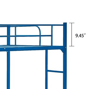 Pipleo Loft Bed Twin Size Metal Frame, Multifunctional Loft Bed with Ladder and Guardrail, Space-Saving, Modern Industrial Style, No Box Spring Needed