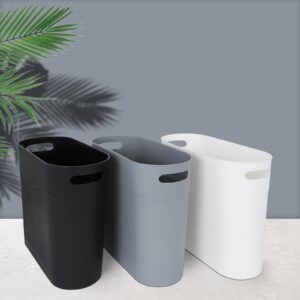 2 Pack 3.2 Gallon Plastic Trash Cans for Bathroom, Small Waste Bins with Handles, Compact Garbage Containers for Narrow Spaces, Recycle Wastebaskets for Office, Kitchen, Bedroom, Living Room (White)