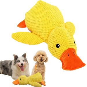 mellow dog calming duck, calming duck dog toy bright yellow, the mellow dog calming duck, yellow duck dog toy, the calming duck dog toy, dog toy duck with squeaker (1pcs large)