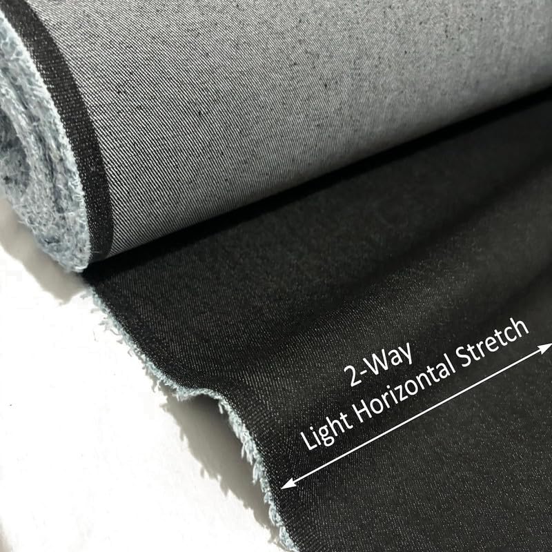 Kiran Collections-1-yard 9 oz Gray Black Denim Fabric for Sewing, Crafting |Medium-Weight Denim Fabric |Denim Fabric by The Yard |Jean Material|Denim Material|Black Jean Fabric (60''x36'')