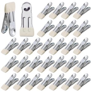 clothes pins for hanging clothes, stainless steel clothes pins for laundry clips, multipurpose clothes pins, clothes pins heavy duty outdoor, bag clips for socks, towels, snacks, photo (30, beige)