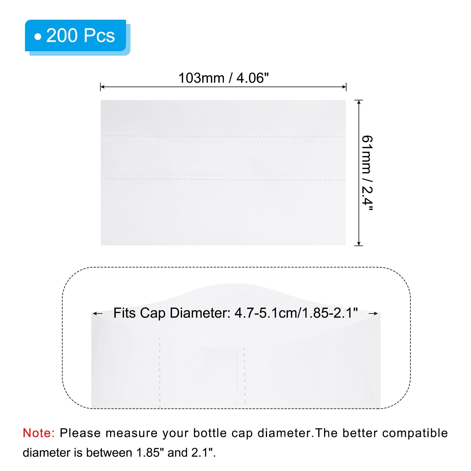 PATIKIL 61x103mm PVC Perforated Shrink Bands, 200Pcs Heat Shrink Seal Wrap Fit for 50ml Essential Oil Bottles Jars Cans Tins Fit for 2.9-3inch Cap Diameter, Clear