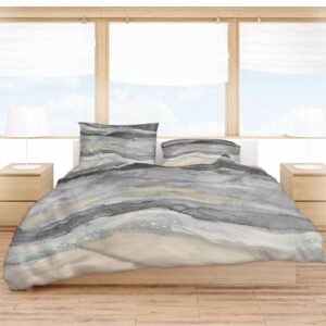 DecorLovee Grey Coastal Duvet Cover Set 3 Pieces with Zipper Closure, Summer Beach Nautical Abstract Art Bedding Sets 1 Duvet Cover & 2 Pillow Cases, Comforter Cover Set Duvet Cover California King