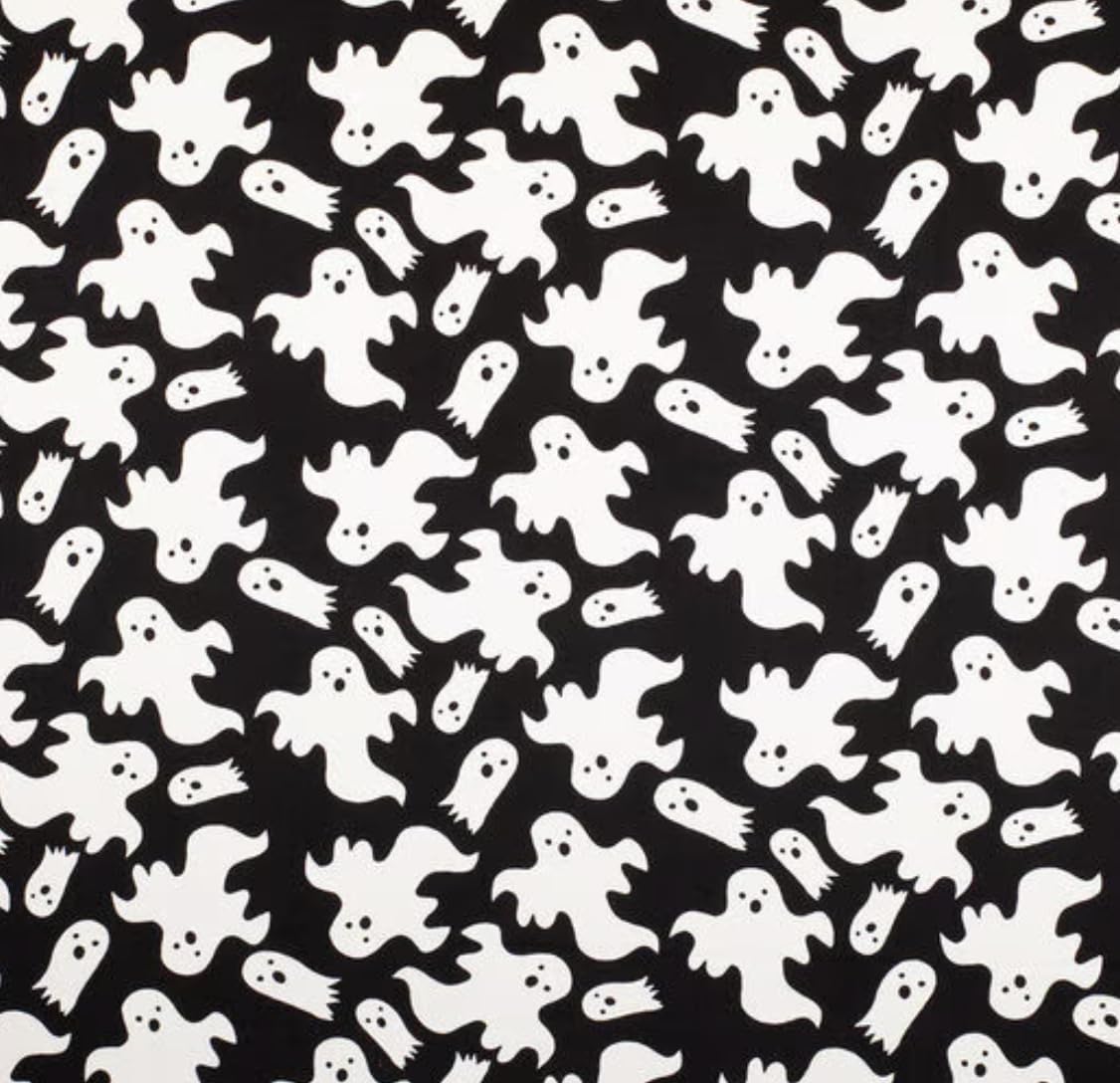 Halloween Glow in The Dark Ghost Super Snuggle Flannel Precut Fabric by The Yard - One Yard