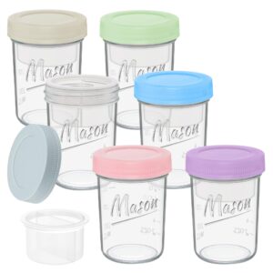 xyptorix 16 oz overnight oats containers with lids, 6-pack leak-proof wide mouth mason jars & separate compartments for fruits/nuts, airtight glass jars for chia pudding, yogurt, parfait and salad