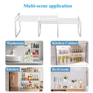 BlisXybion Set of 2 Kitchen Cabinet Organizer Shelf Stackable Sturdy Metal Counter Countertop Pantry Storage Rack