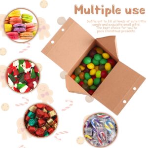 SERENEDWELLING 24 Sets Mini Christmas Party Gift Bags, Christmas Small Gift Boxes with 24 pieces Greeting Card and 24 Ropes Small Candy Containers for Party