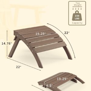 BUPPLEE Folding Adirondack Ottoman for Adirondack Chair, HDPE All Weather Outdoor Footrest Poly Lumber Adirondack Footstool for Patio, Backyard, Garden, Easy to Assemble & Storage - Teak