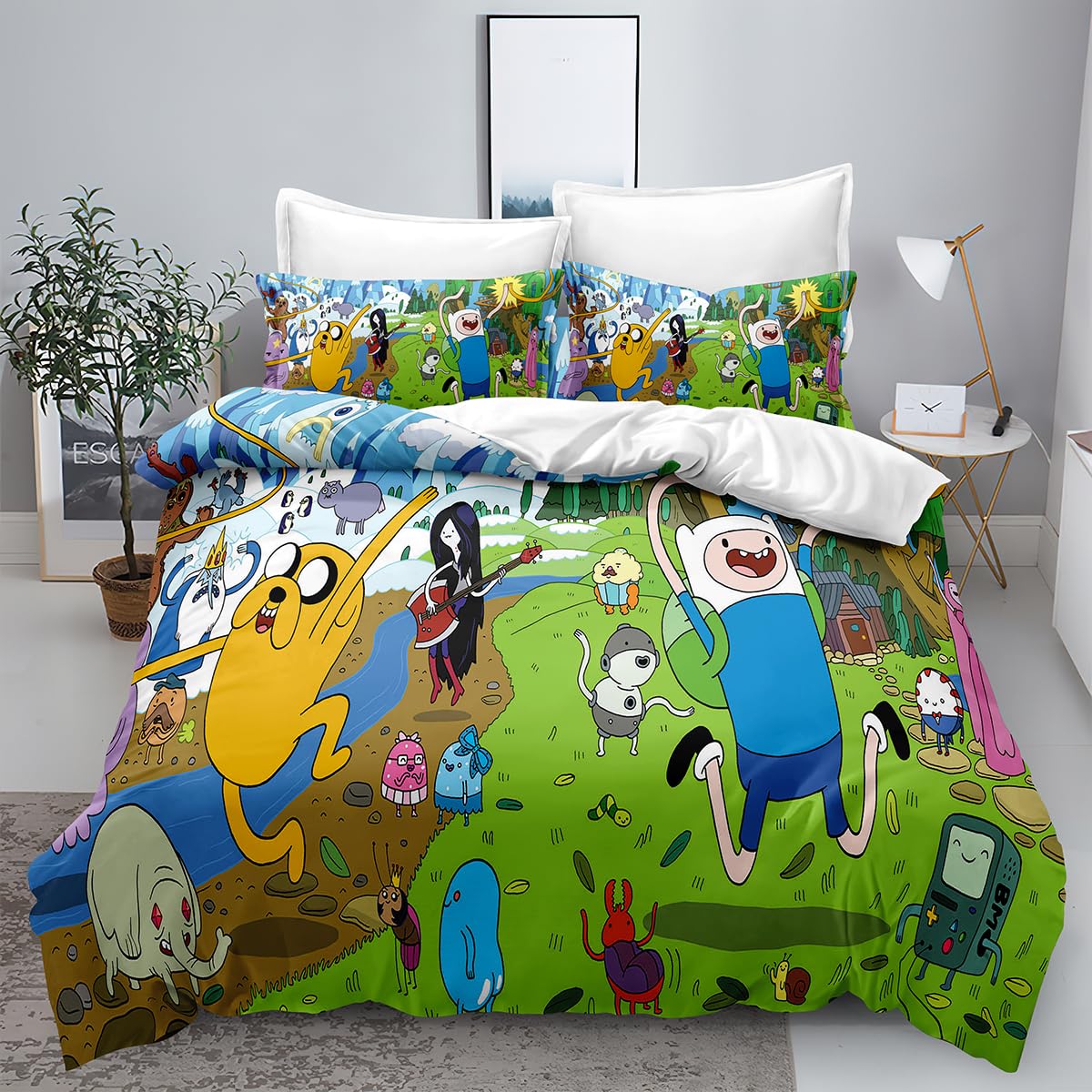 VIGSNTEP 100% Polyester Adventure Game Duvet Cover Set Time 3D Anime Bedding Comforter Cover 3 Pcs (1 Duvet Cover+2 Pillowcases) Bedding Set,Full