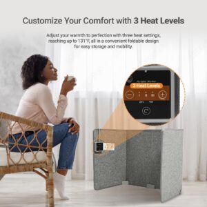 Under Desk Foot Warmer - Silent and Energy Efficient - Personal Space Heater for Office and Home - With Thermostat and Timer