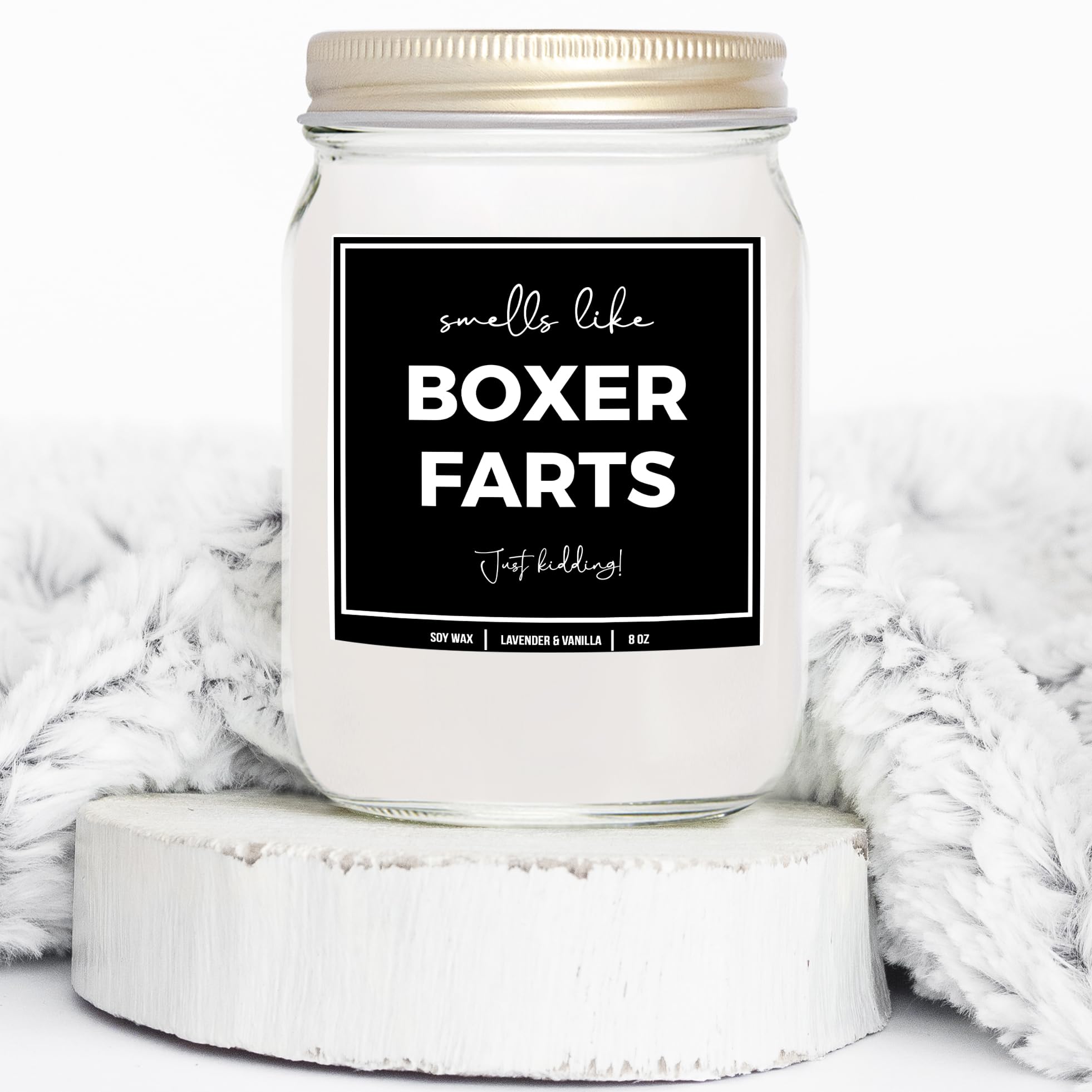 YouNique Designs Boxer Gifts for Dog Lovers - Dog Fart Candle 8oz, Boxer Dog Gifts for Men, Women, Owners - Boxer Dad, Boxer Mom Gifts Idea - Boxer Dog Decor, Accessories (Lavender & Vanilla)