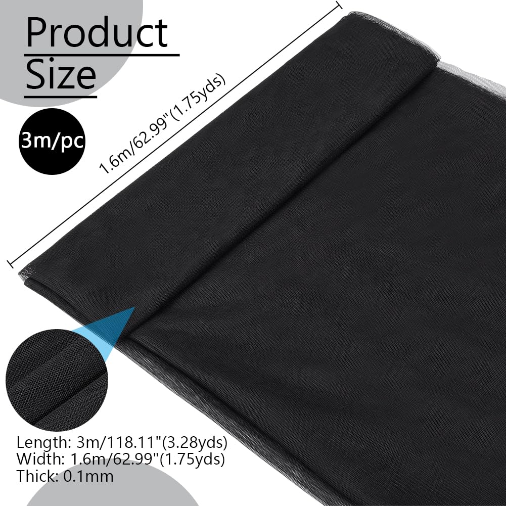 NBEADS 118x63Inch Black Mesh Fabric, Polyester Hexagonal Mesh Fabrics Slightly Stretchy Web-Eye Fabric for Sewing Projects DIY Craft Accessories