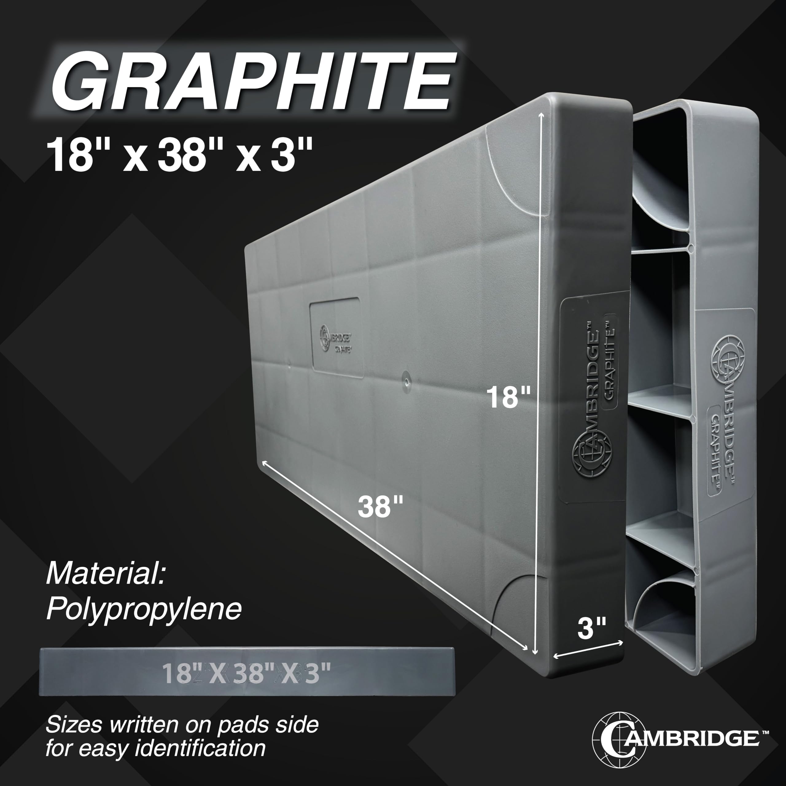 Cambridge Mini Split Gray AC Condenser Pad/Base, 18" W x 38" L x 3" H - Ideal for Air Conditioner Condenser Unit