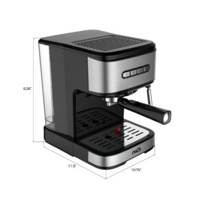 Möi Espresso Machine High Pressure - Espresso Maker with Milk Frother Steam Wand, Automatic Cappuccino & Latte Maker with Volume Control, Espresso Coffee Machine with 1.5 L Removable Water Tank-15 Bar