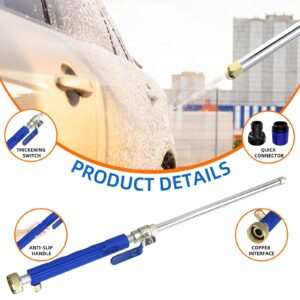 Buyplus Hydro Jet Nozzle Power Washer for Garden Hose, High Pressure Power Washer with 2 Jet Different Nozzle and Hose Quick Connectors, for Car Washing, Garden Cleaning, Patio, 18 Inch, Blue