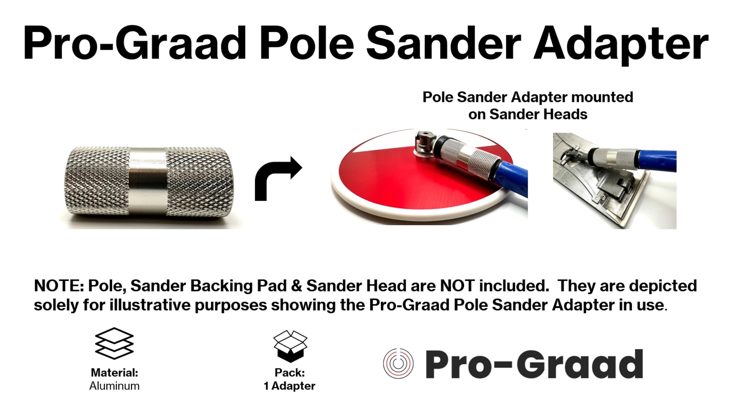 Pro-Graad Sanding Pole Adapter, Connect Wood Handles, Painter Pole, Telescopic, Multi Purpose Paint Extension Pole to Drywall Standard Sander Head, Pole Sander Adapter